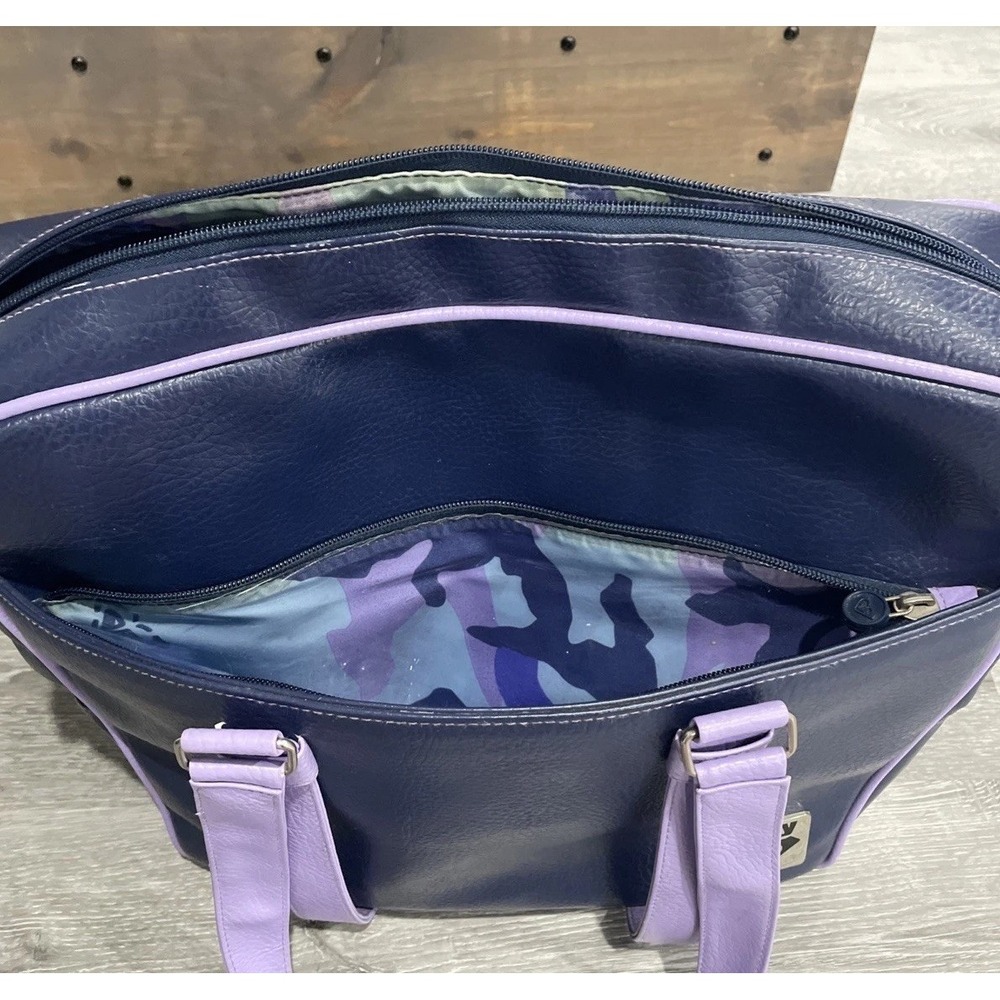 Vintage Roxy Travel Bag Luggage‎ Purple Leather Tote Hawaiian PVC Surf 1990's - Picture 6 of 15